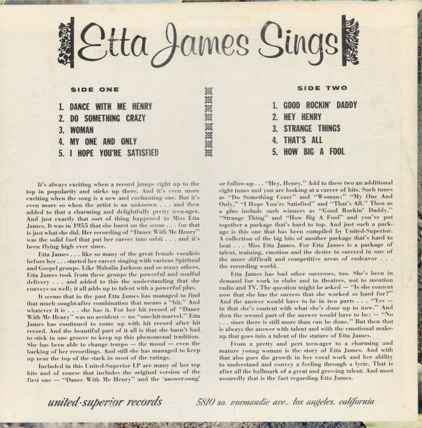 Etta James - Etta James Sings - The Funkadoobian