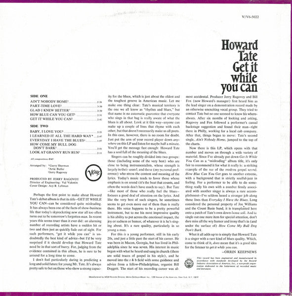 Howard Tate - Get It While You Can - The Funkadoobian