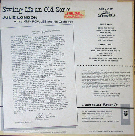 Julie London With Jimmy Rowles And His Orchestra - Swing Me An Old Song - The Funkadoobian