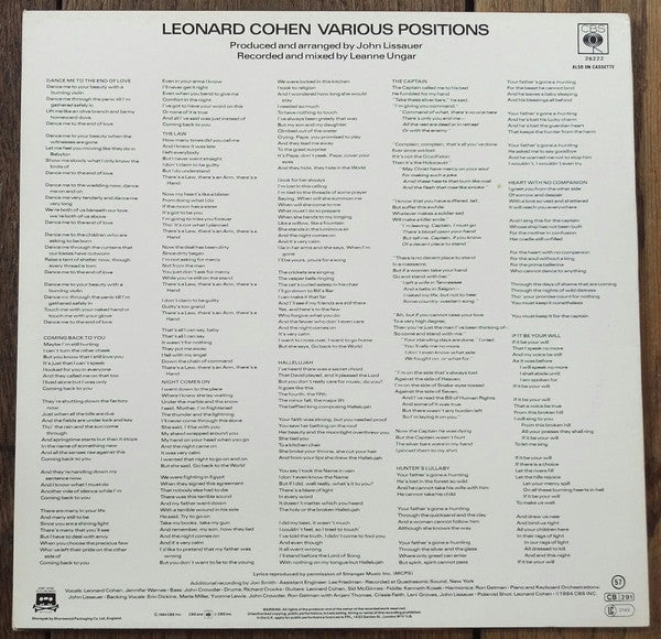 Leonard Cohen - Various Positions - The Funkadoobian