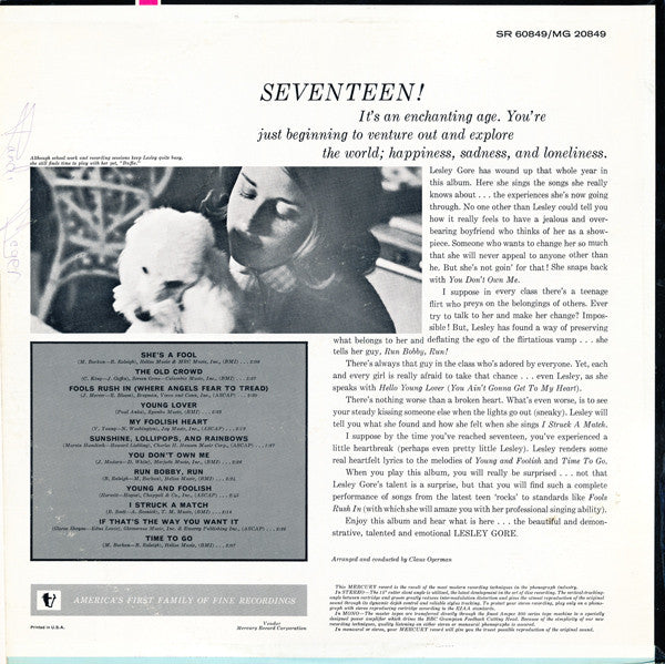 Lesley Gore - Lesley Gore Sings Of Mixed-Up Hearts - The Funkadoobian