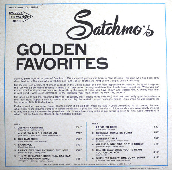 Louis Armstrong - Satchmo's Golden Favorites - The Funkadoobian