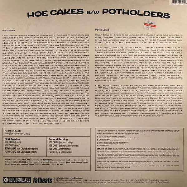 MF Doom - Hoe Cakes b/w Potholders - The Funkadoobian
