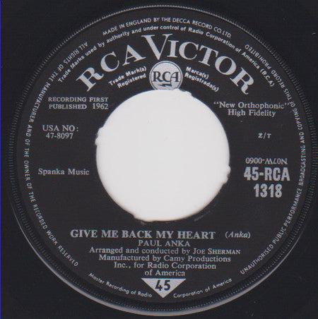 Paul Anka - Eso Beso (That Kiss) / Give Me Back My Heart - The Funkadoobian