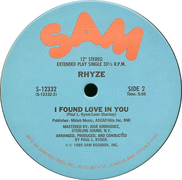 Rhyze - Just How Sweet Is Your Love / I Found Love In You - The Funkadoobian