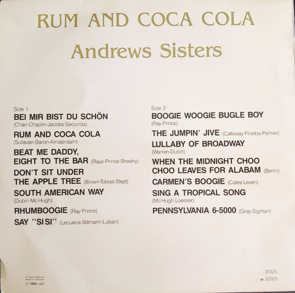 The Andrews Sisters - Rum And Coca Cola - The Funkadoobian