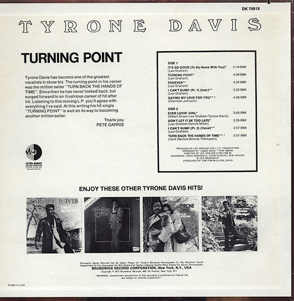 Tyrone Davis - Turning Point! - The Funkadoobian